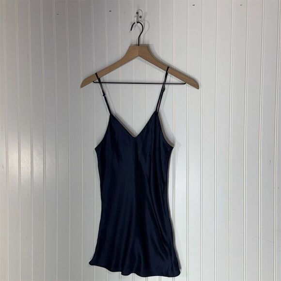 Misha Nonoo Navy Silk Cami Tank Top S Minimalist Lingerie Style Y2K Aesthetic - Picture 1 of 8